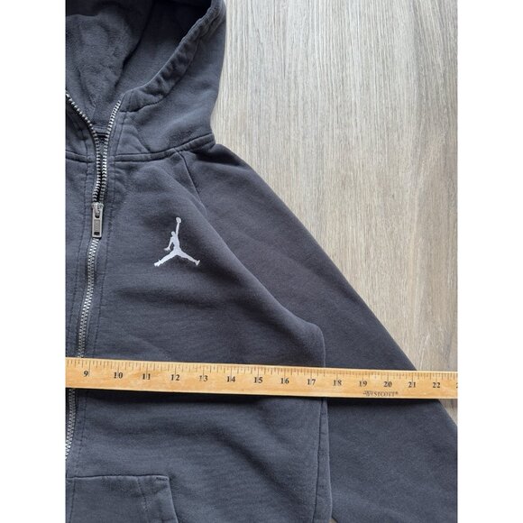 Rare Vintage Y2K Air Jordan Brand Nike Swoosh Full Zip Black Hoodie XL Kids - Picture 7 of 8